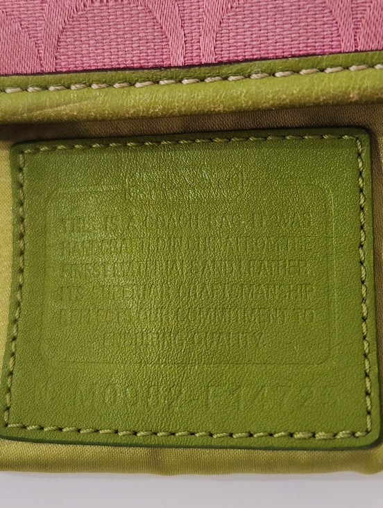 RARE Vtg Coach Mini Bleecker Pink Green Patchwork Bag F14725 + Flower Charm - Picture 7 of 16